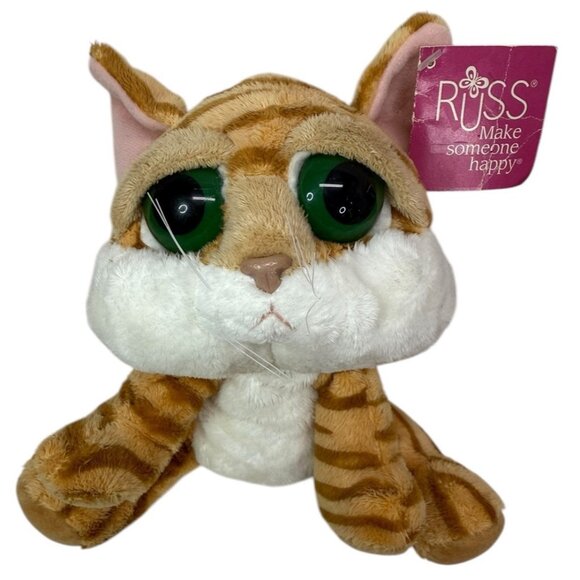 W/ TAGS VTG Russ Berrie CHILIE Kitty Cat Plush Lil Peepers Big Eyes Orange Tabby - Picture 1 of 12